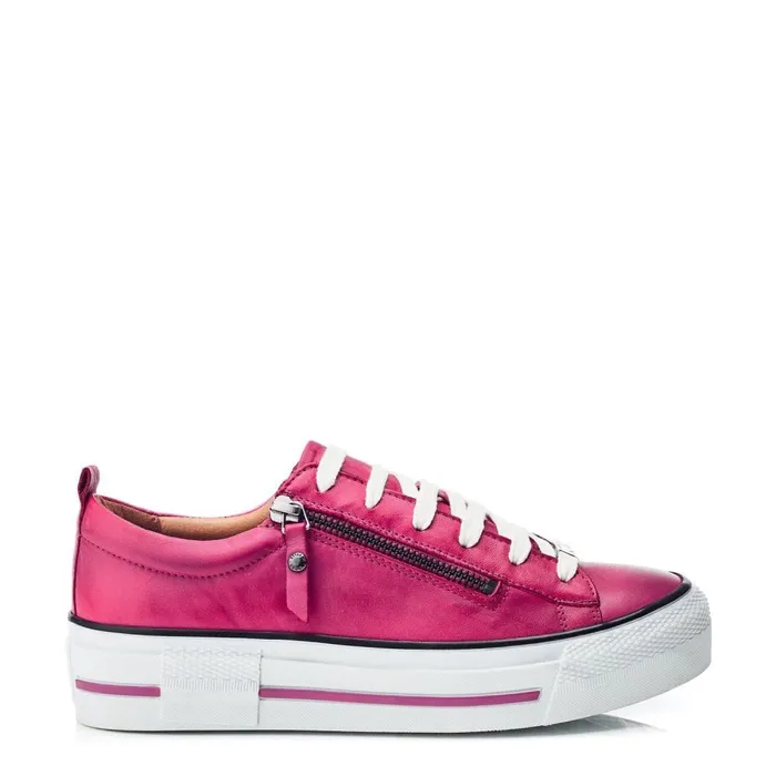 Platform Trainers Women Moda In Pelle Filician Dark Pink Leather