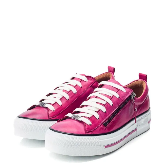 Platform Trainers Women Moda In Pelle Filician Dark Pink Leather