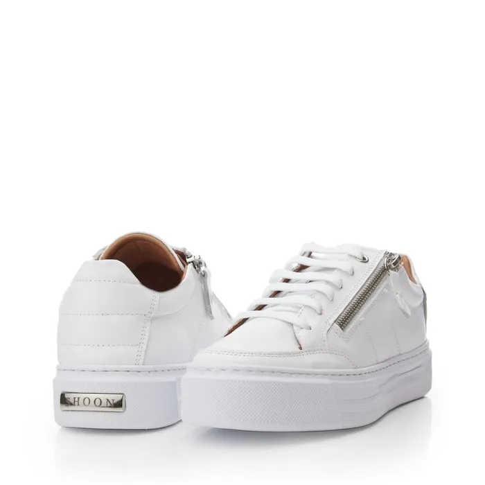 Platform Trainers Women Moda In Pelle Shoon Sh Eltha White Leather
