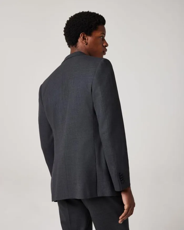 Politix Blazers Men Regular Stretch Wool Blend Tailored Jacket Dark Grey