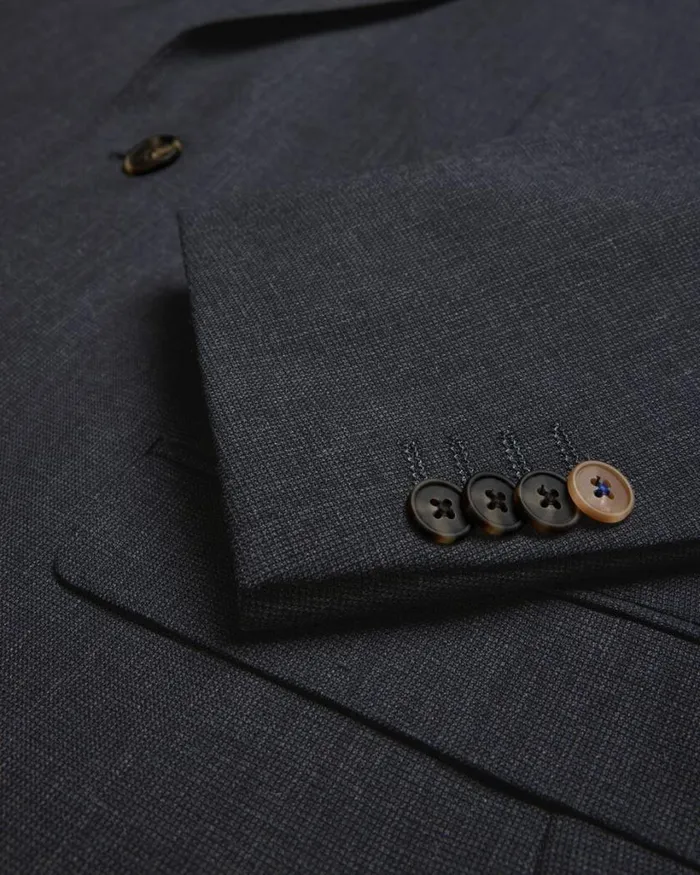 Politix Blazers Men Regular Stretch Wool Blend Tailored Jacket Dark Grey