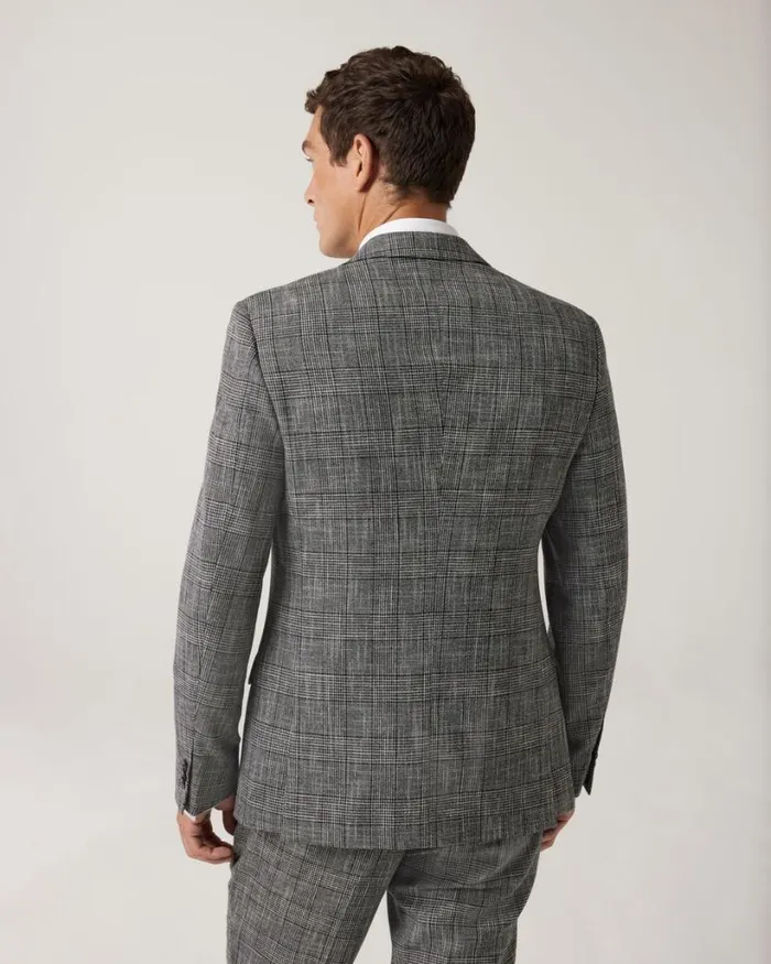 Politix Blazers Men Slim Fit Check Tailored Jacket Grey Check