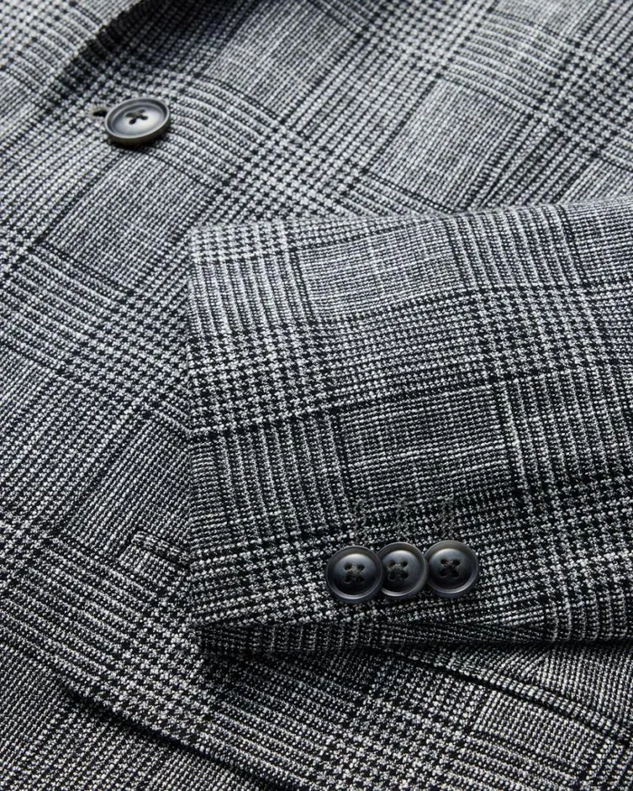 Politix Blazers Men Slim Fit Check Tailored Jacket Grey Check