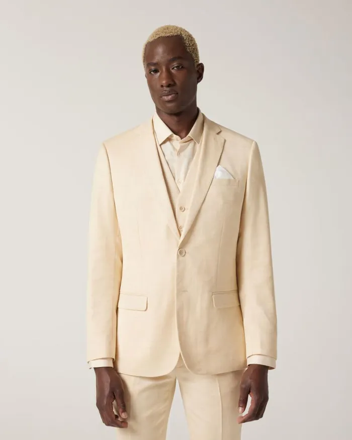 Politix Blazers Men Slim Stretch Textured Tailored Jacket Lemon