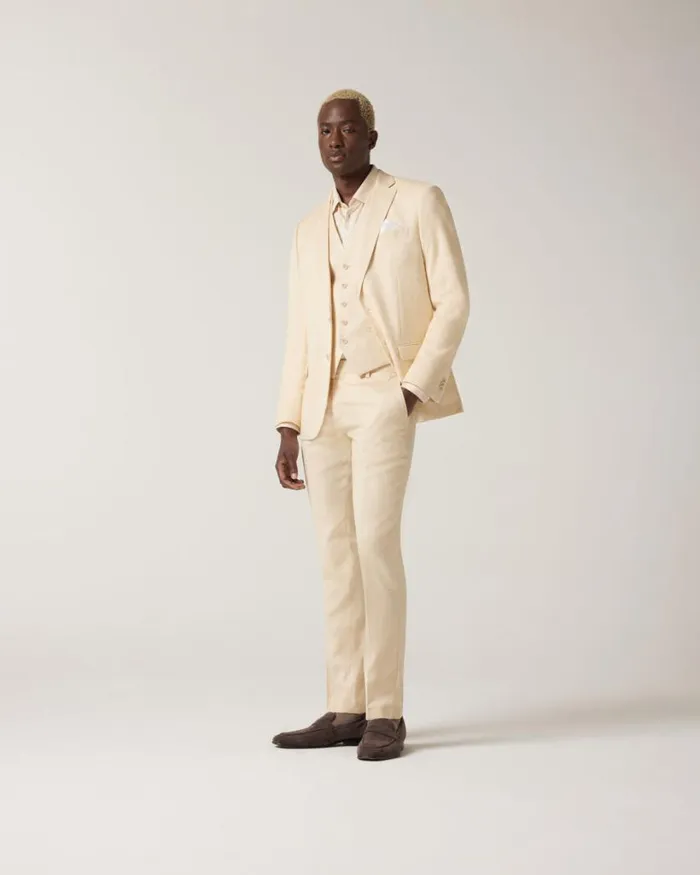 Politix Blazers Men Slim Stretch Textured Tailored Jacket Lemon
