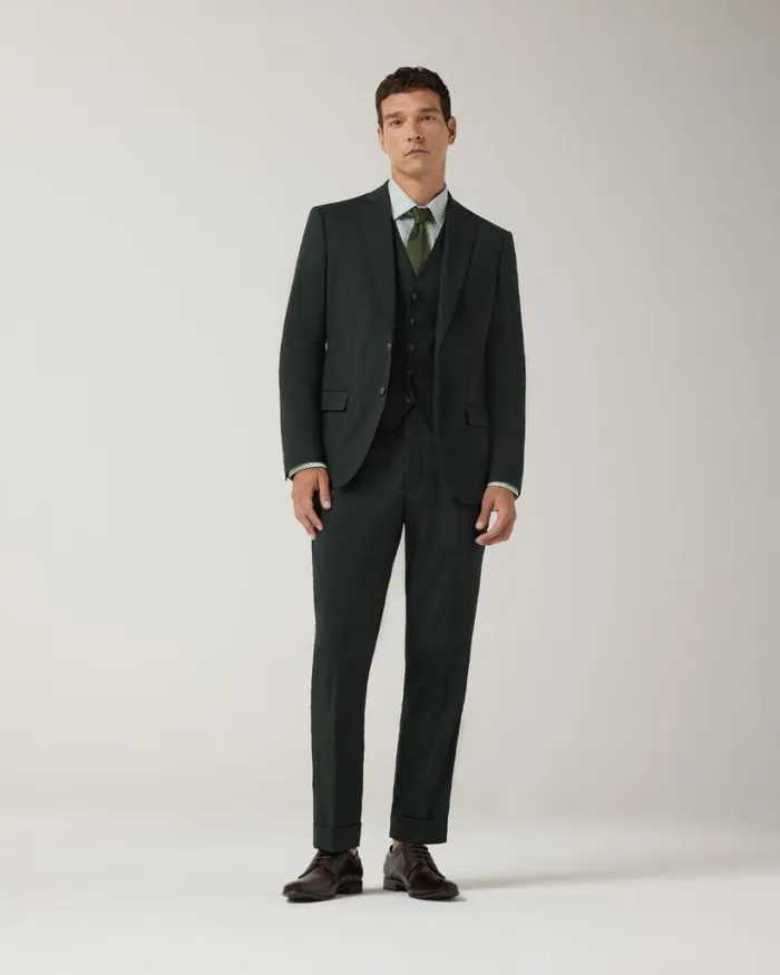 Politix Blazers Men Slim Stretch Wool Premium Tailored Jacket Dark Khaki