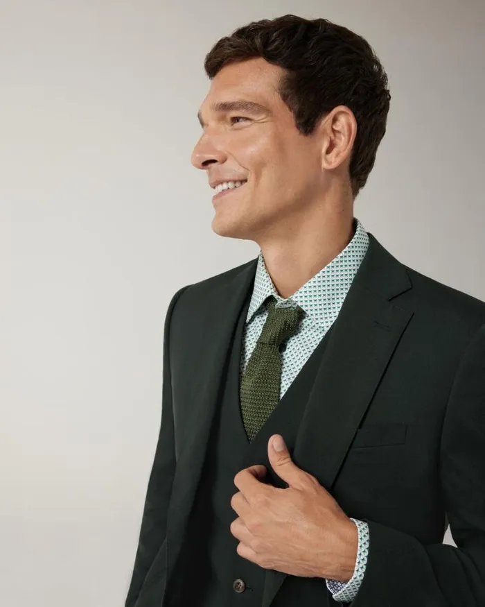 Politix Blazers Men Slim Stretch Wool Premium Tailored Jacket Dark Khaki