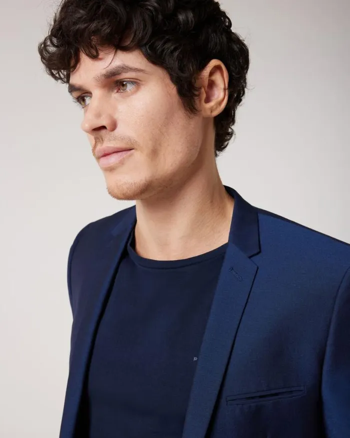 Politix Blazers Men Ultra Slim Fit TwoTone Tailored Jacket Navy Blue