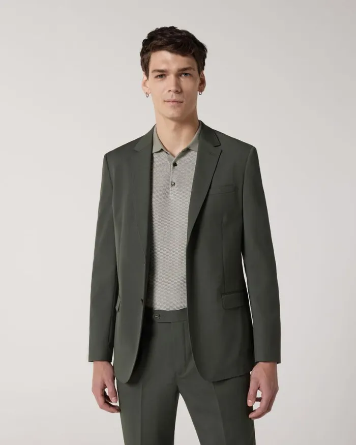 Politix Blazers Men Wool Blend Soft Tailored Jacket Khaki