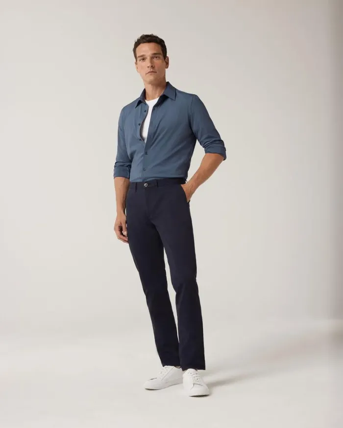 Politix Chinos Men Slim Stretch Cotton Chino Dark Navy