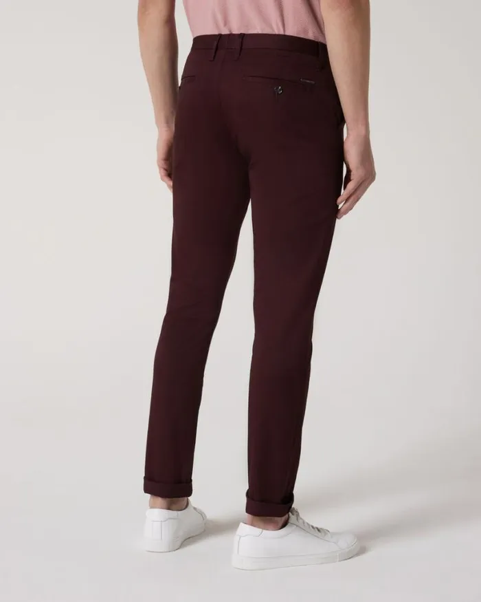 Politix Chinos Men Ultra Slim Stretch Cotton Chino Aubergine