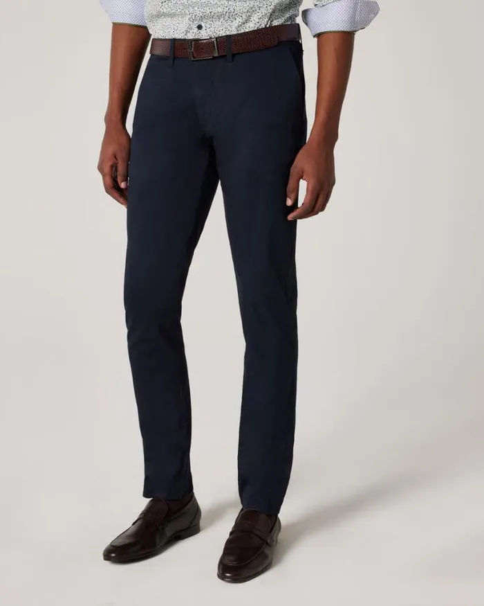 Politix Chinos Men Ultra Slim Stretch Cotton Chino Dark Navy