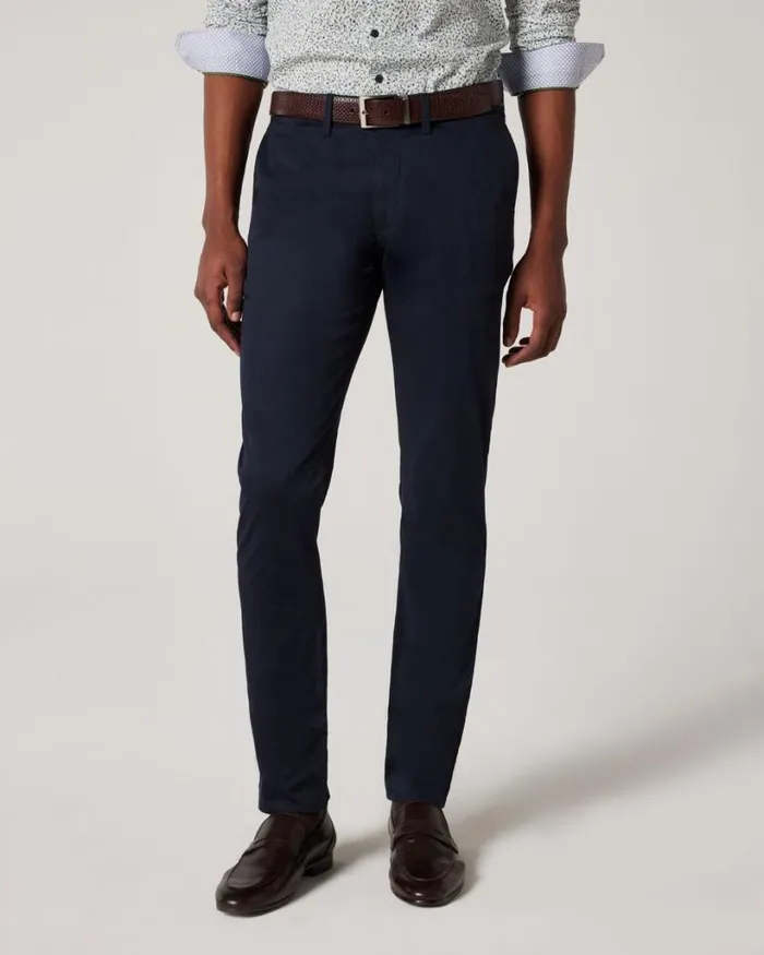Politix Chinos Men Ultra Slim Stretch Cotton Chino Dark Navy