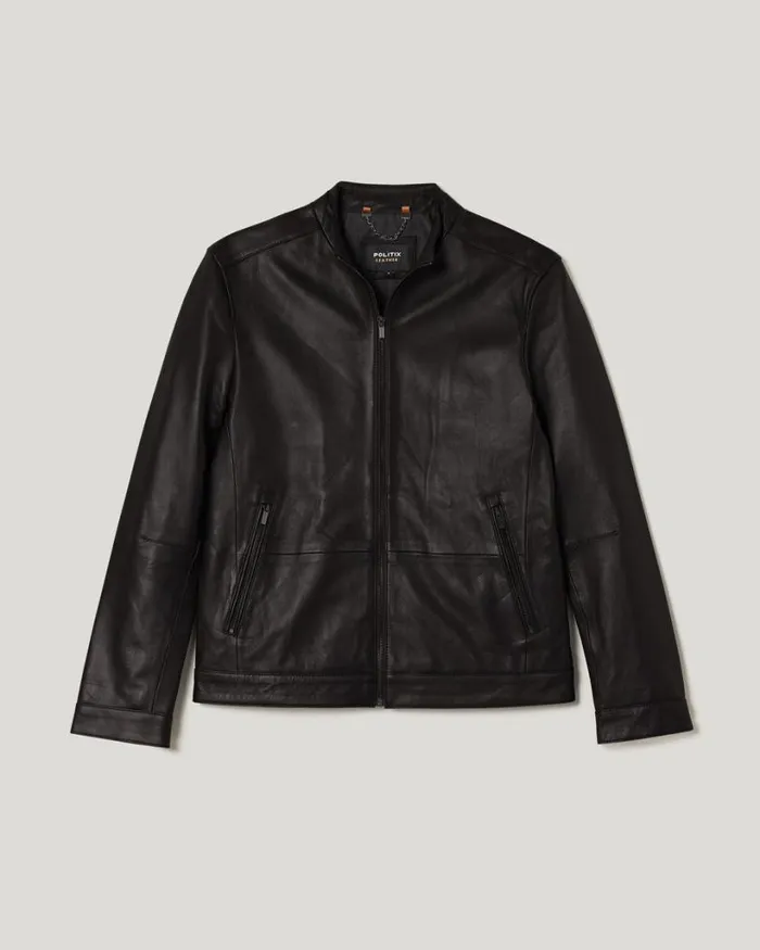 Politix Coats and Jackets Men Clean Biker Jacket Brown
