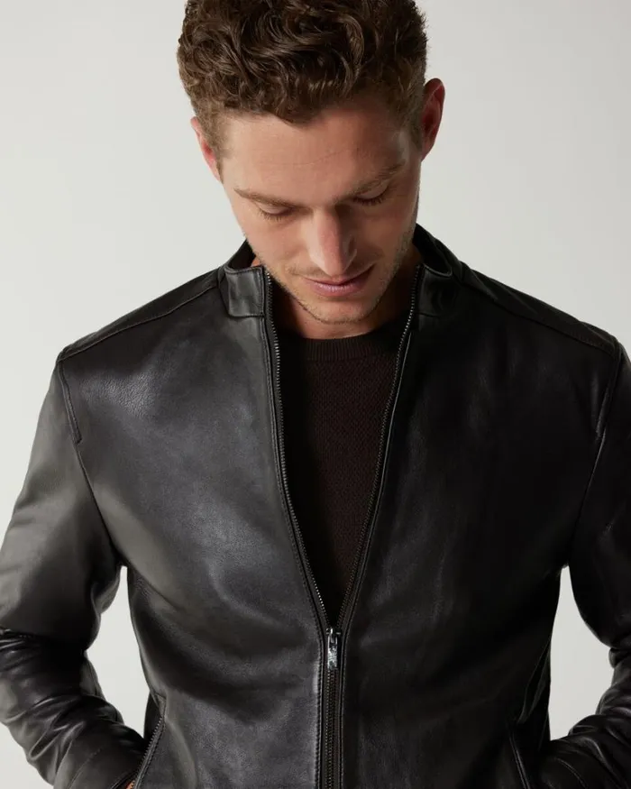 Politix Coats and Jackets Men Clean Biker Jacket Brown