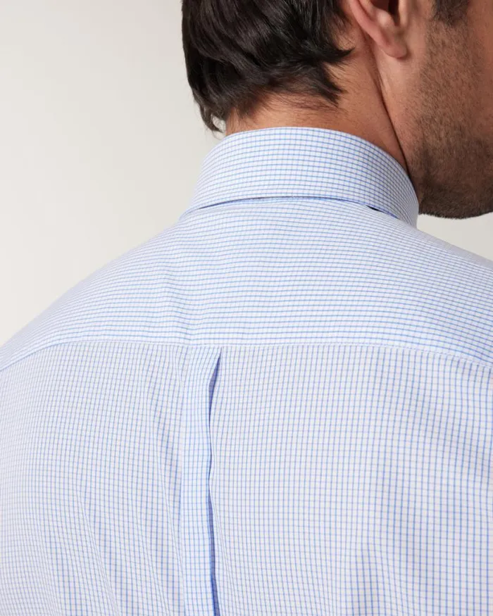 Politix Formal Shirts Men Microcheck Business Shirt Blue