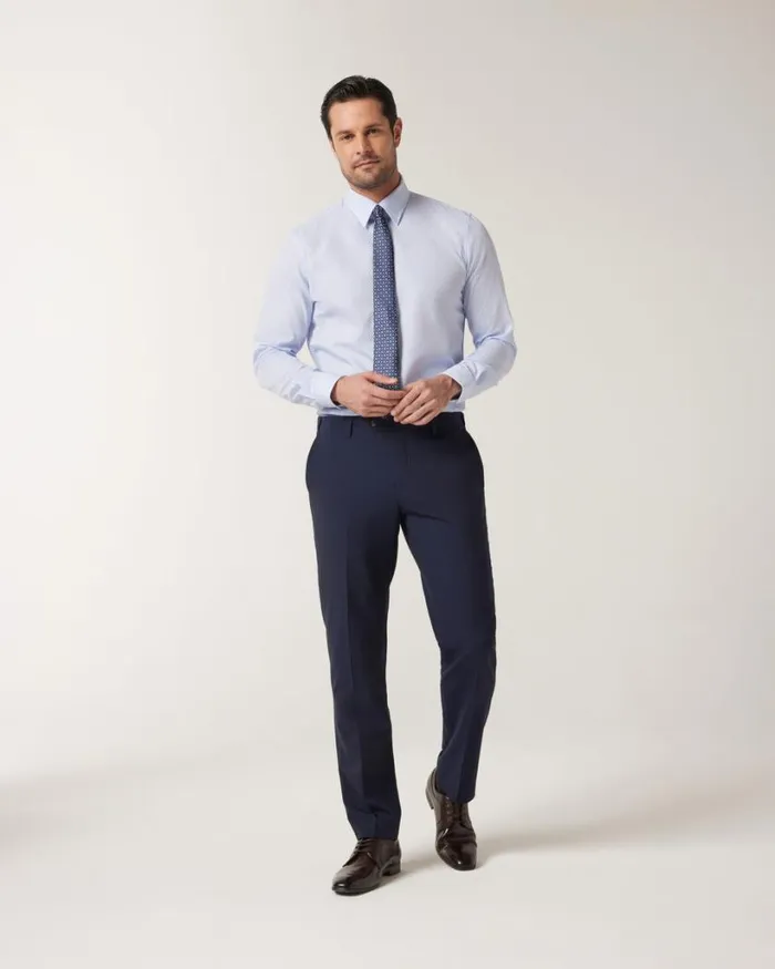 Politix Formal Shirts Men Microcheck Business Shirt Blue