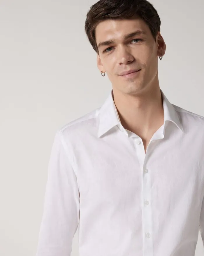 Politix Formal Shirts Men Regular Italian Jacquard Long Sleeve Shirt White