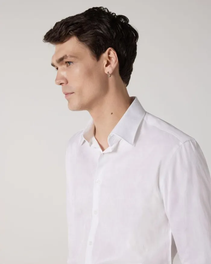 Politix Formal Shirts Men Regular Italian Jacquard Long Sleeve Shirt White