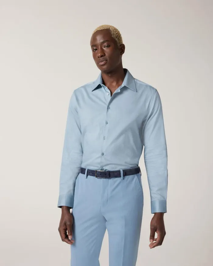 Politix Formal Shirts Men Regular Long Sleeve Dress Shirt Chalk Blue
