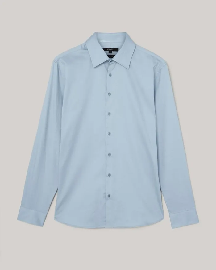 Politix Formal Shirts Men Regular Long Sleeve Dress Shirt Chalk Blue