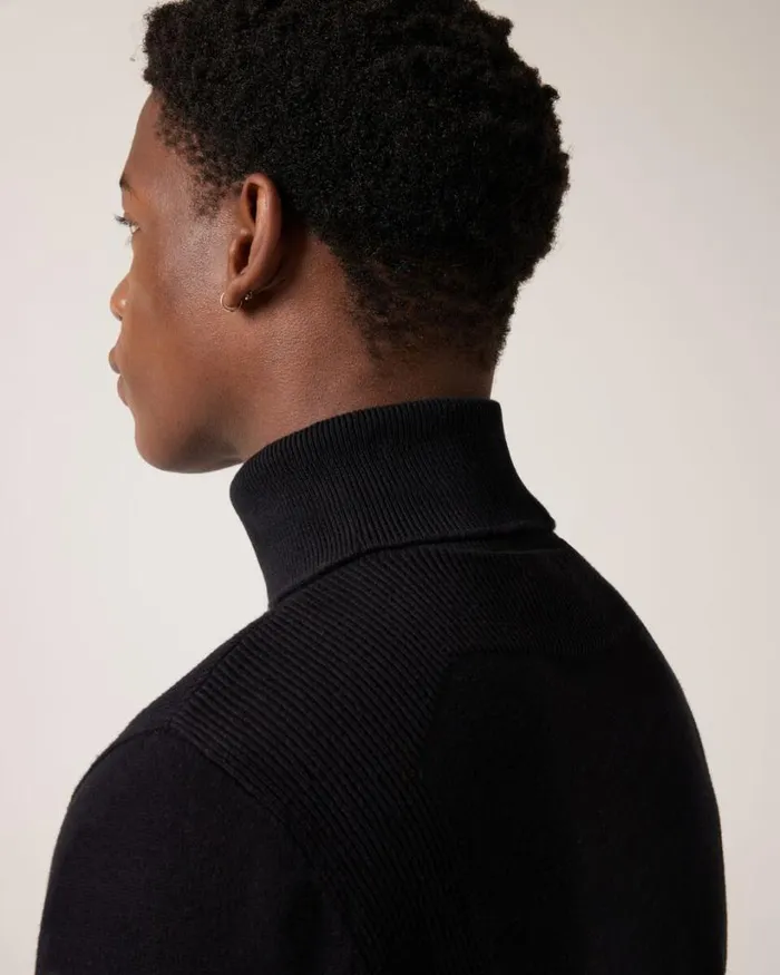 Politix Knitwear Men Classic Roll Neck Jumper Black