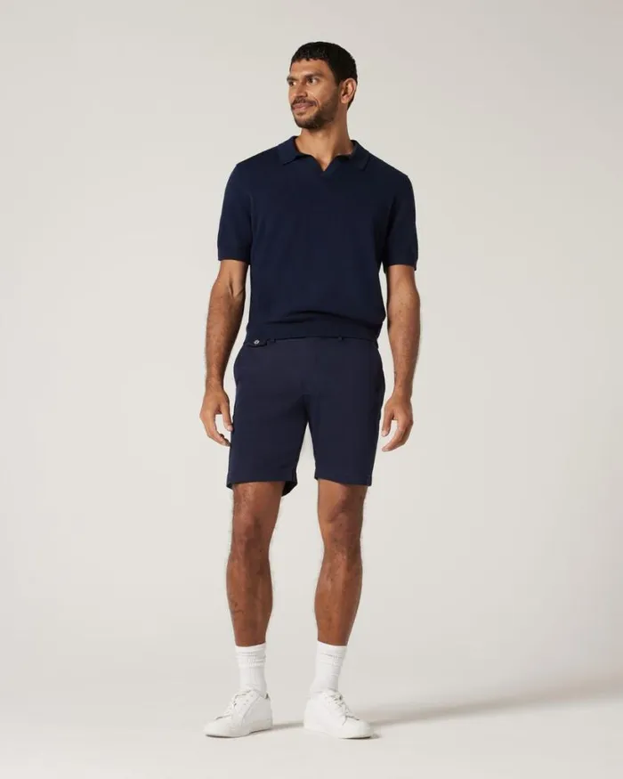 Politix Knitwear Men Short Sleeve Trophy Neck Knit Navy