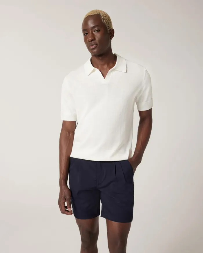 Politix Knitwear Men Short Sleeve Trophy Neck Knit White