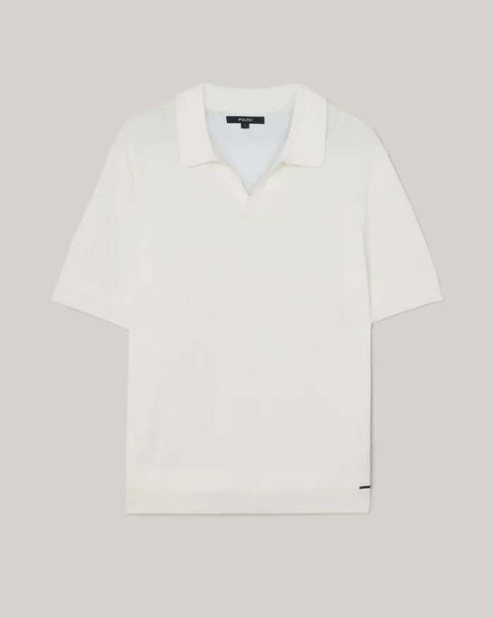 Politix Knitwear Men Short Sleeve Trophy Neck Knit White