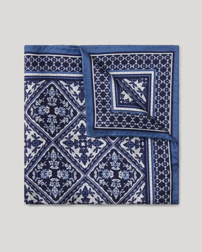 Politix Pocket Squares Men Double Sided Printed Pocket Square Navy