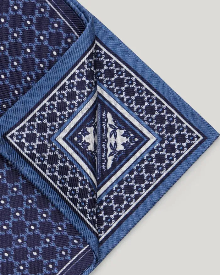 Politix Pocket Squares Men Double Sided Printed Pocket Square Navy