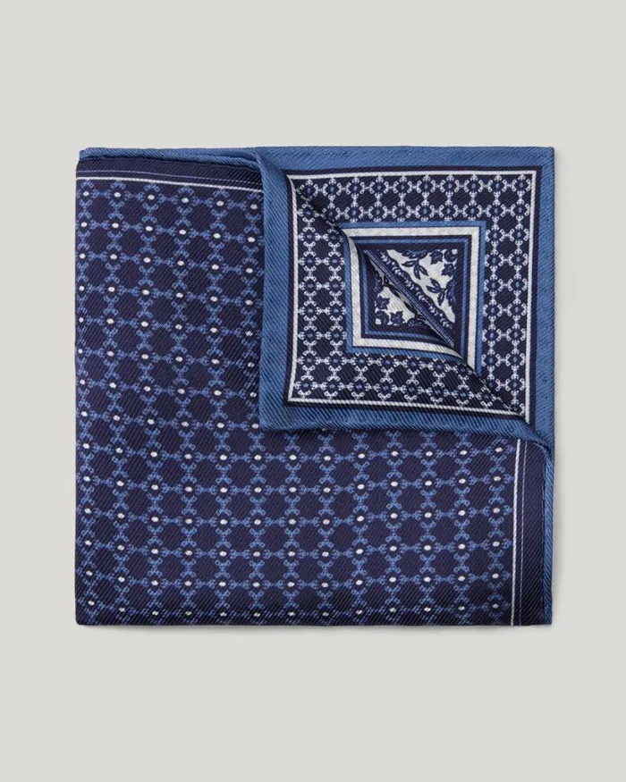 Politix Pocket Squares Men Double Sided Printed Pocket Square Navy