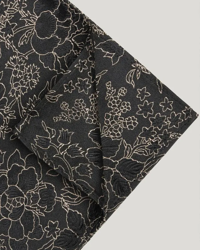 Politix Pocket Squares Men Floral Jacquard Silk Pocket Square Blackgold