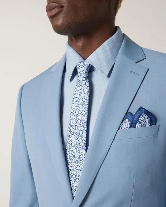 Politix Pocket Squares Men Floral Printed Silk Pocket Square Navy