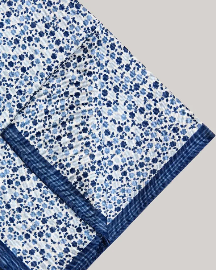 Politix Pocket Squares Men Floral Printed Silk Pocket Square Navy