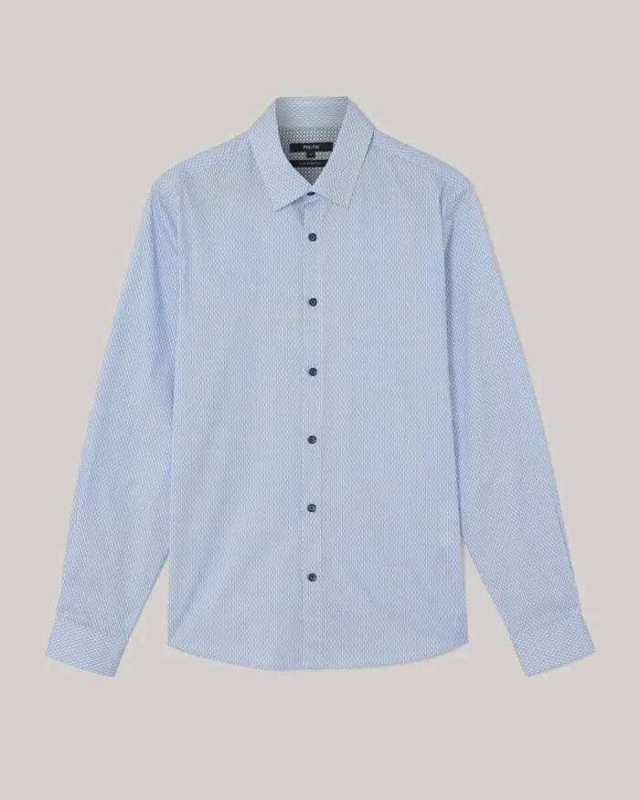 Politix Shirts Men Geo Print Long Sleeve Shirt Blue