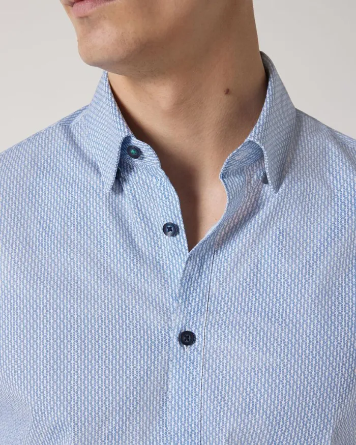 Politix Shirts Men Geo Print Long Sleeve Shirt Blue