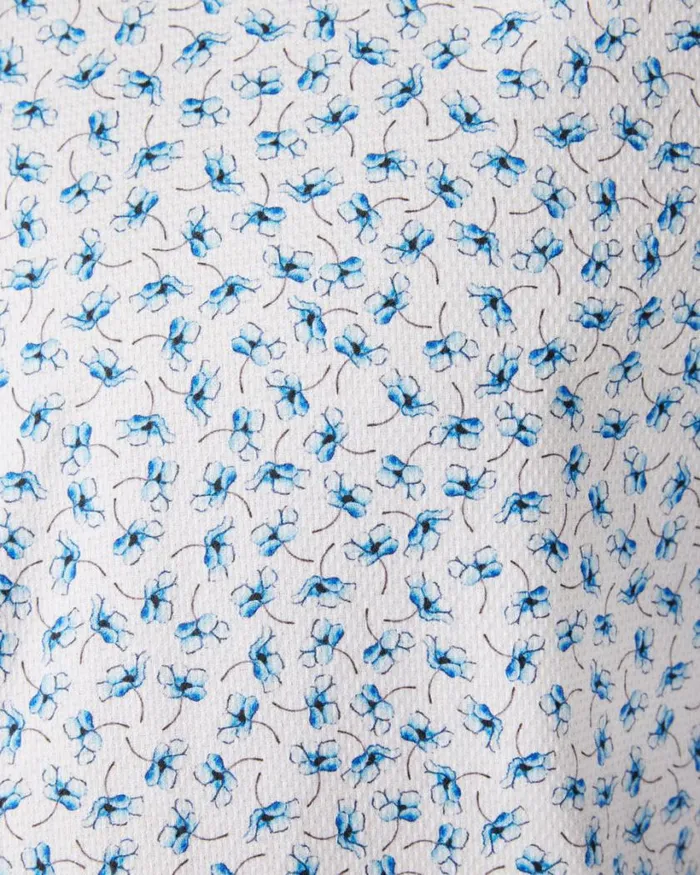 Politix Shirts Men Painted Floral Print Dress Shirt Blue