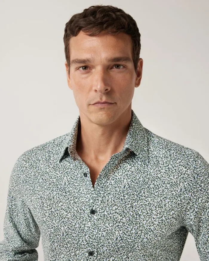 Politix Shirts Men Regular Fit Abstract Floral Print Shirt Khaki