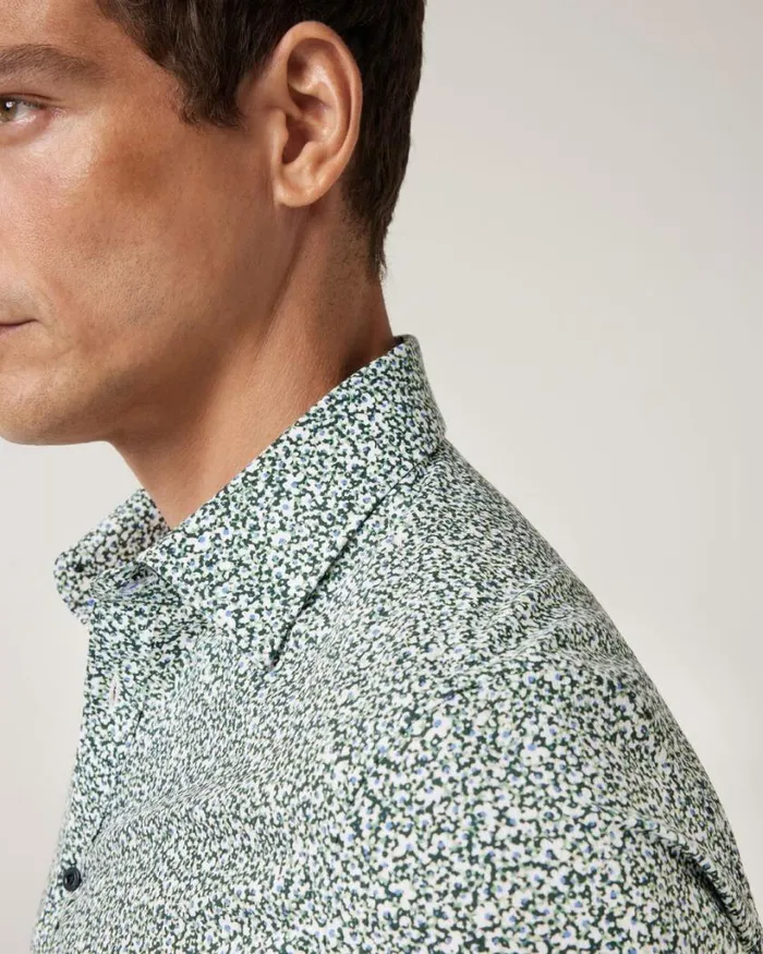 Politix Shirts Men Regular Fit Abstract Floral Print Shirt Khaki
