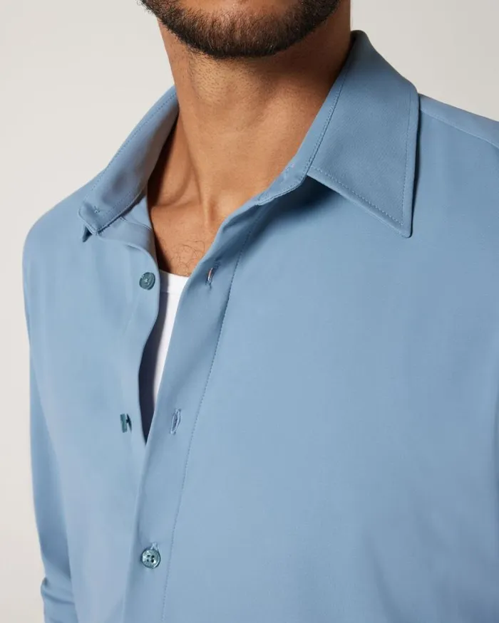 Politix Shirts Men Slim Travel Shirt Chalk Blue