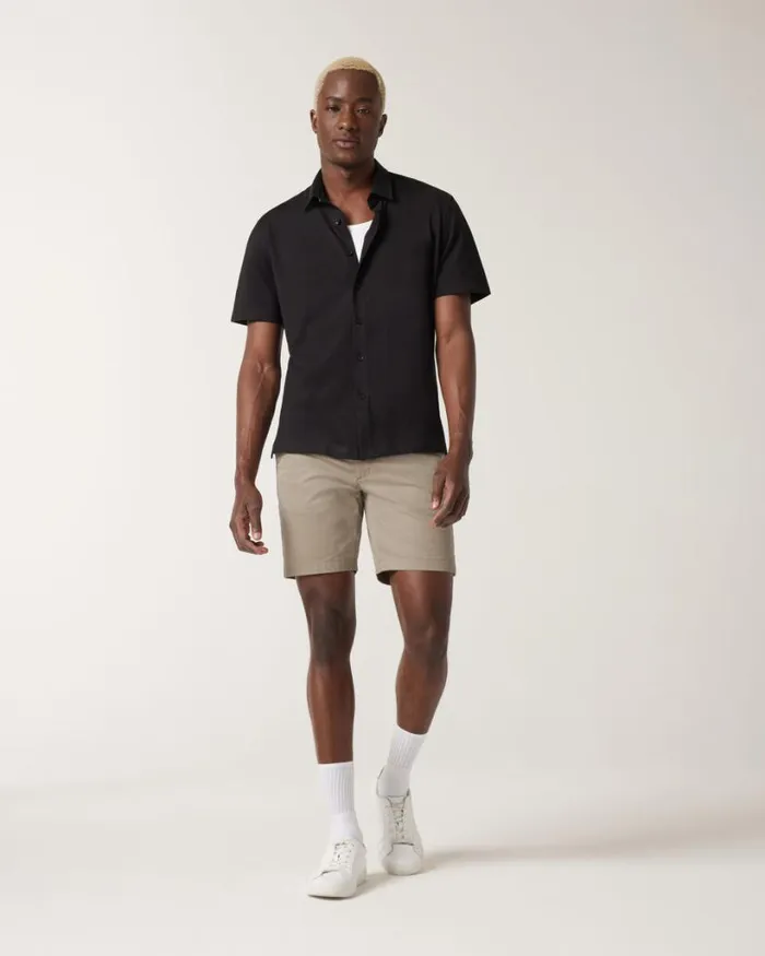 Politix Shirts Men Travel Pique Short Sleeve Shirt Black