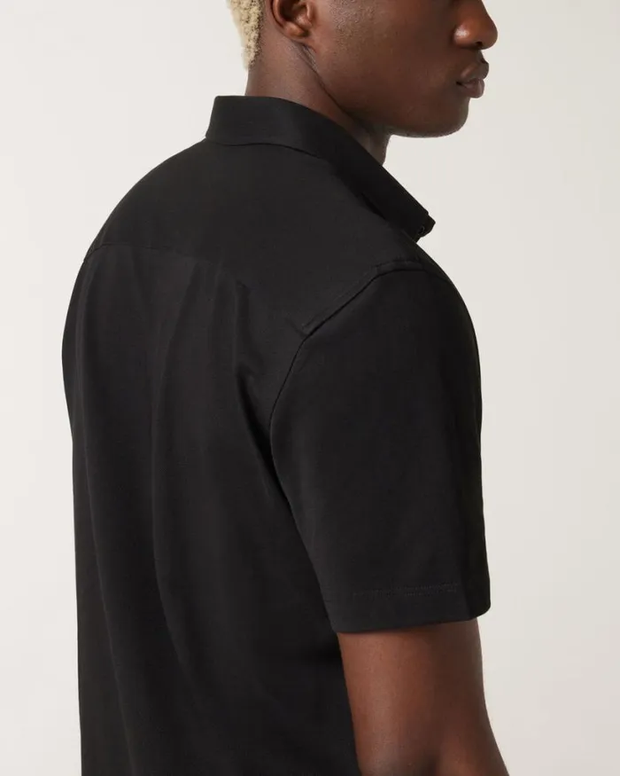 Politix Shirts Men Travel Pique Short Sleeve Shirt Black