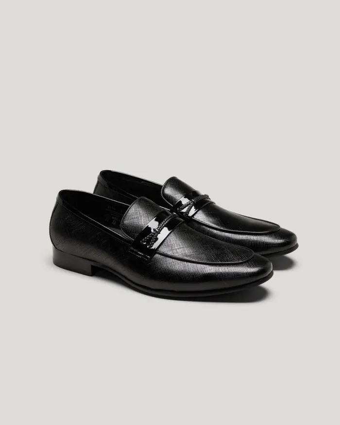 Politix Shoes Men Patent Leather Dress Loafer Black