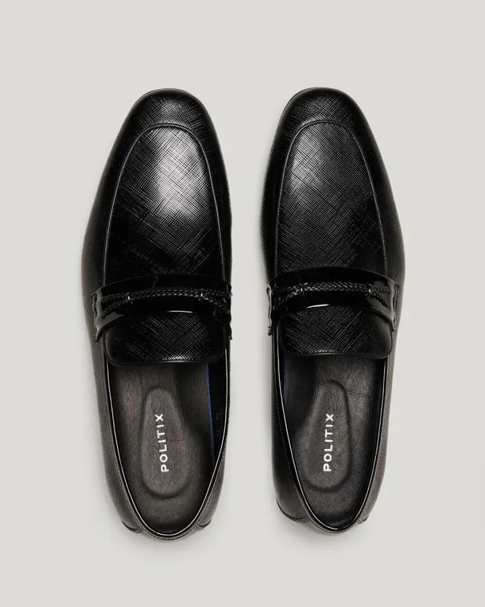 Politix Shoes Men Patent Leather Dress Loafer Black