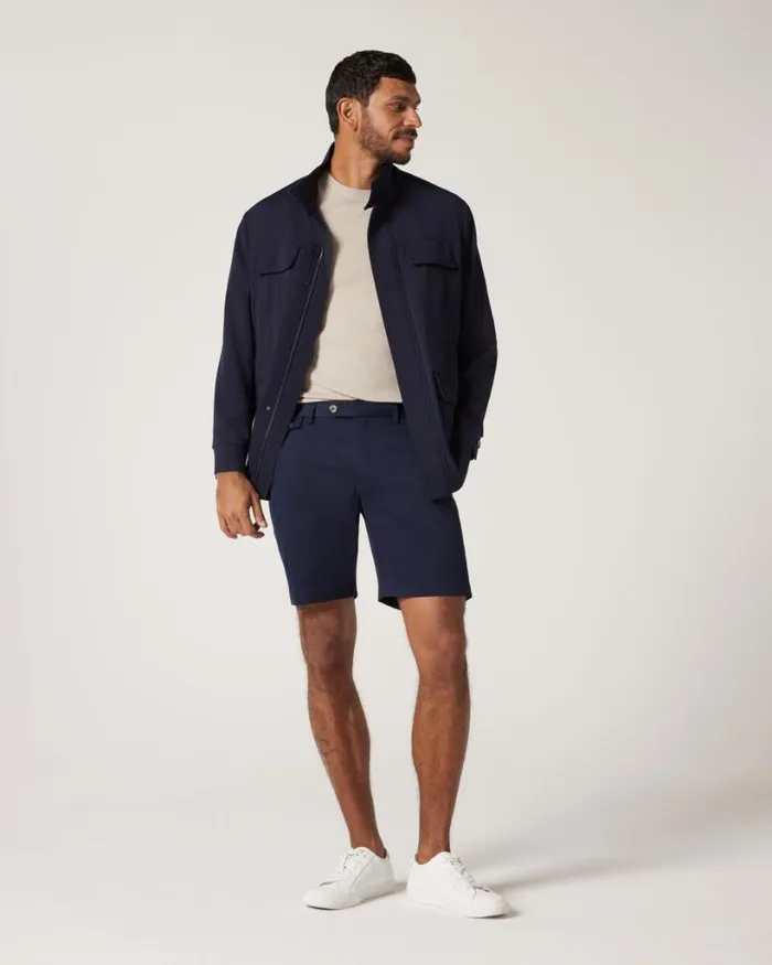 Politix Shorts Men Slim Stretch Cotton Stretch Chino Short Navy