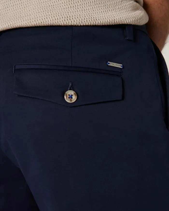 Politix Shorts Men Slim Stretch Cotton Stretch Chino Short Navy