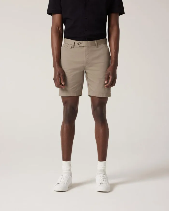 Politix Shorts Men Slim Stretch Cotton Stretch Chino Short Tan