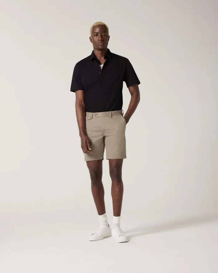 Politix Shorts Men Slim Stretch Cotton Stretch Chino Short Tan