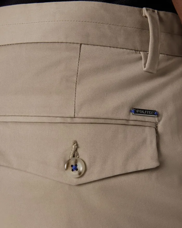 Politix Shorts Men Slim Stretch Cotton Stretch Chino Short Tan